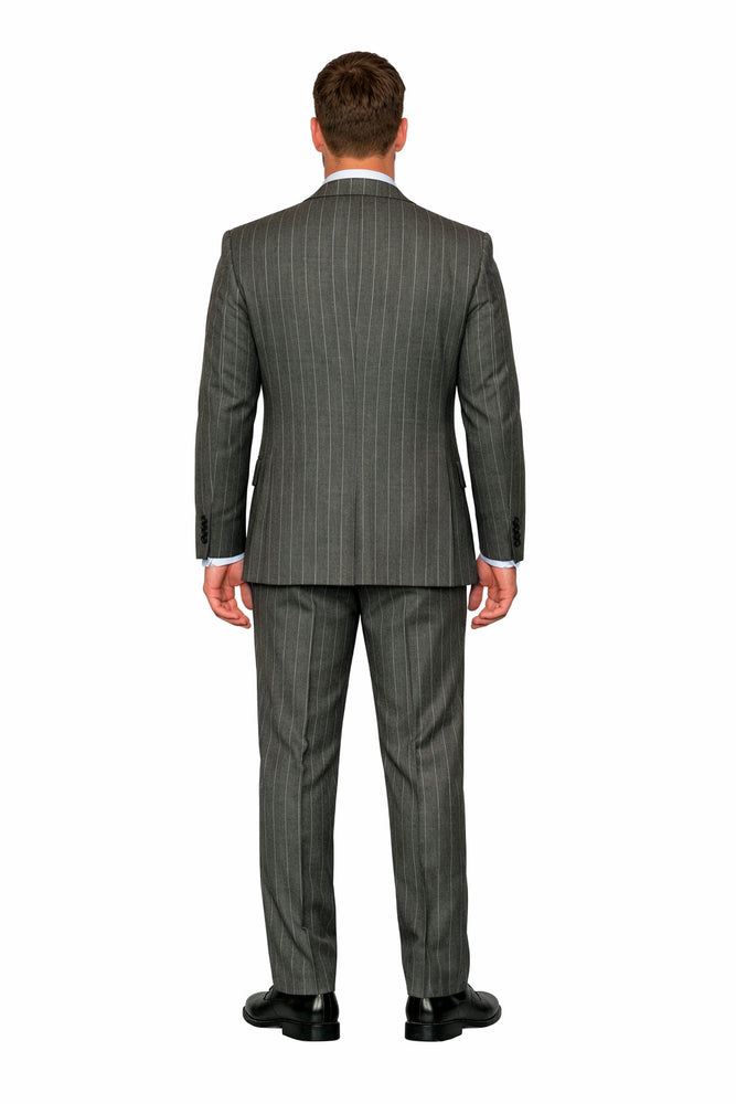 Slate Meridian Grey Pinstripe 3-Piece Signature Suit by Rossiman