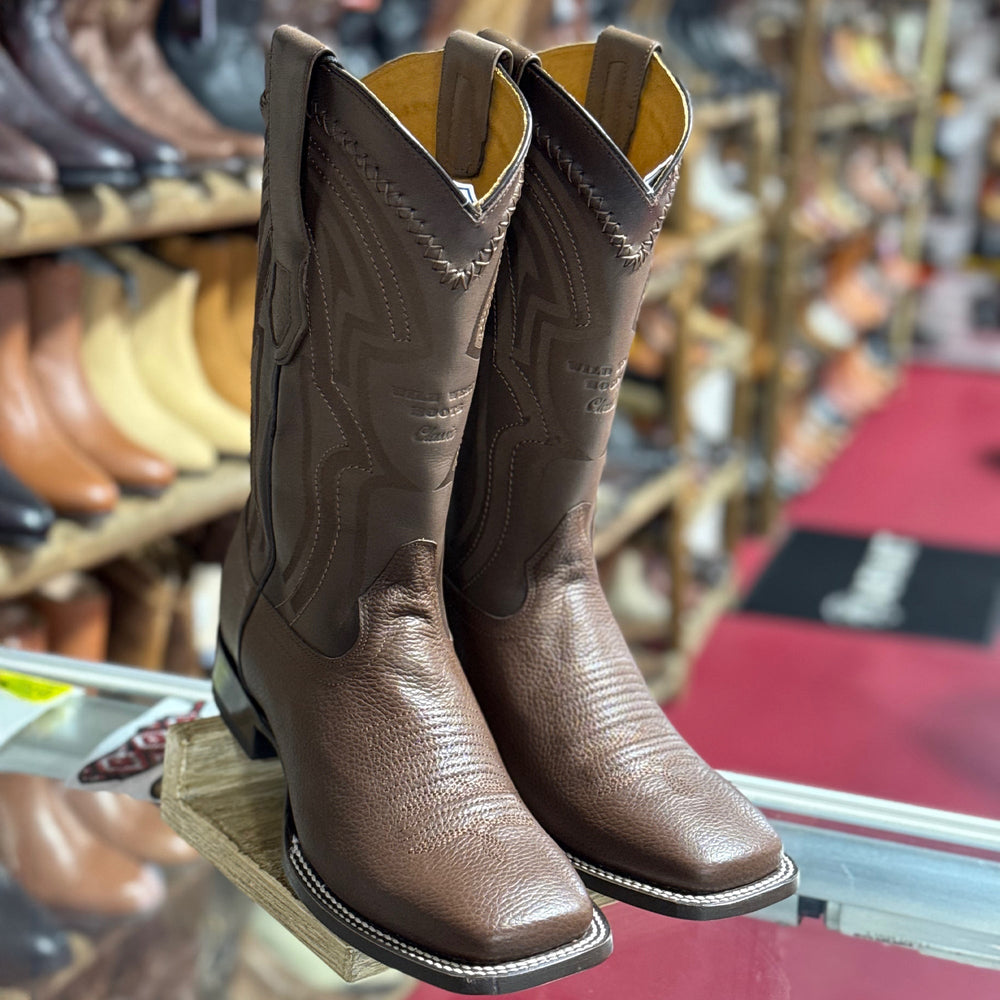 Wild West Men's Grisly Brown Cowboy Boots Square Toe