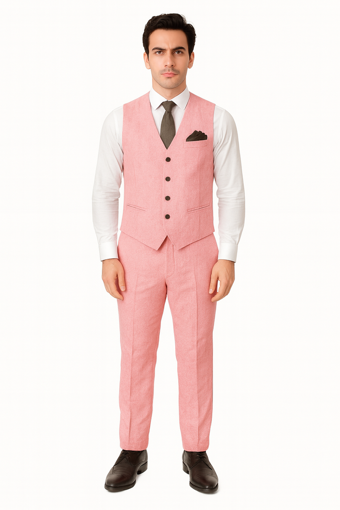 Groomsmen Summer Beach Prom 2026 Pink Vest and Pants Set