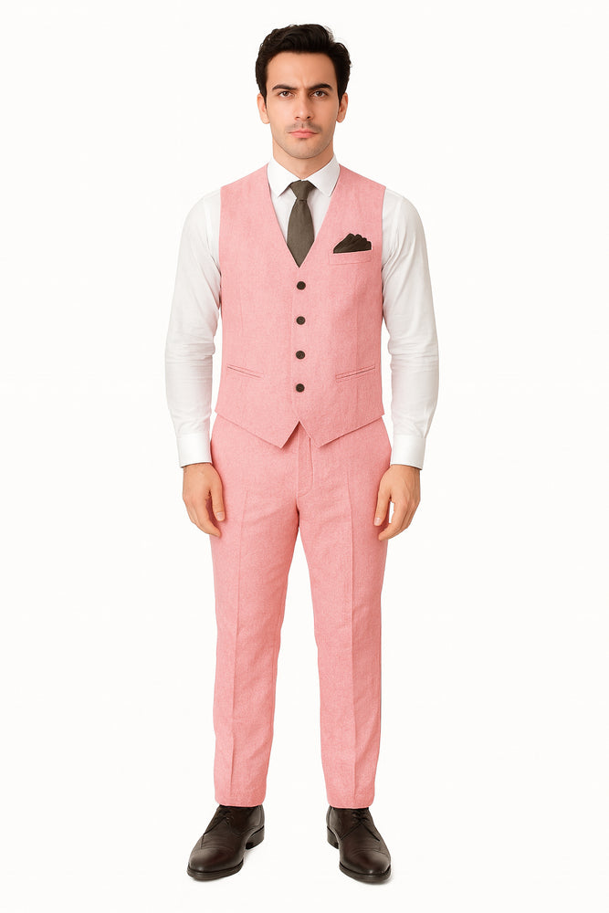 Groomsmen Summer Beach Prom 2026 Pink Vest and Pants Set