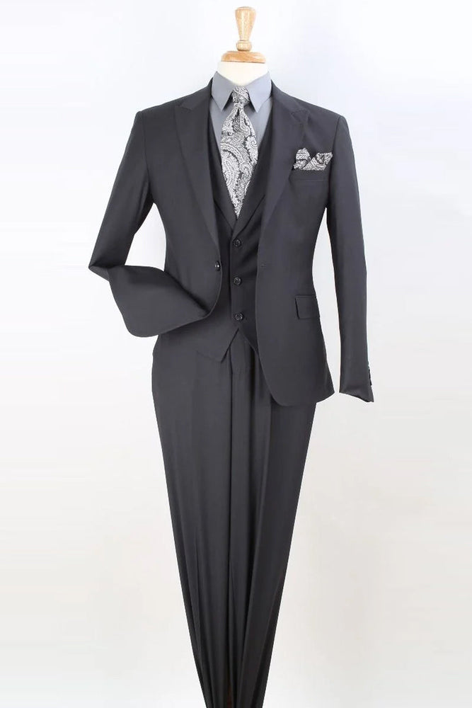 Apollo King Charcoal Grey Vested Fashion Suit