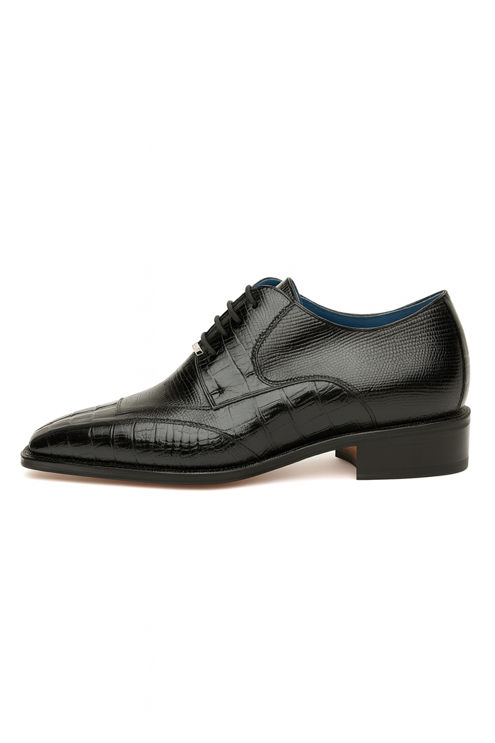 Men's Belvedere Valter Black Genuine Crocodile & Lizard Skin Dress Shoes
