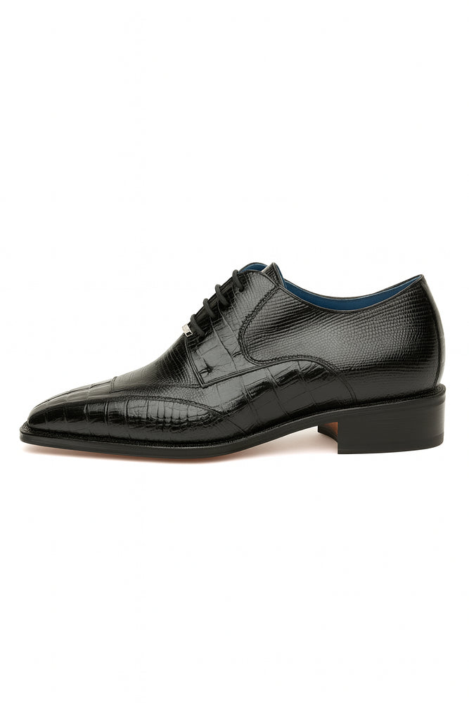 Men's Belvedere Valter Black Genuine Crocodile & Lizard Skin Dress Shoes