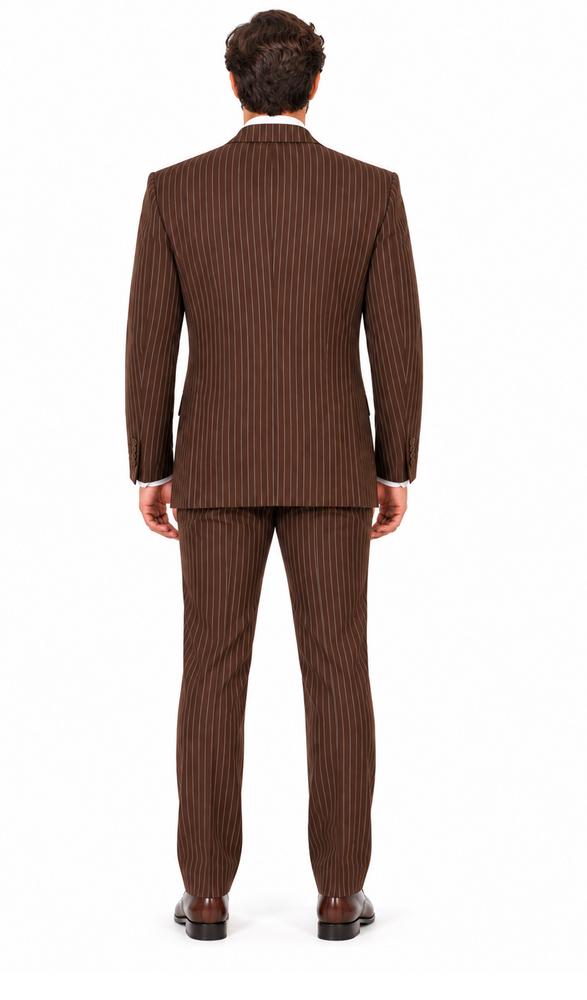 Harlem Nights Suits for Men - Milano 1920s Mens Brown Pinstripe 3 Piece Suit Regular Fit 5702V10