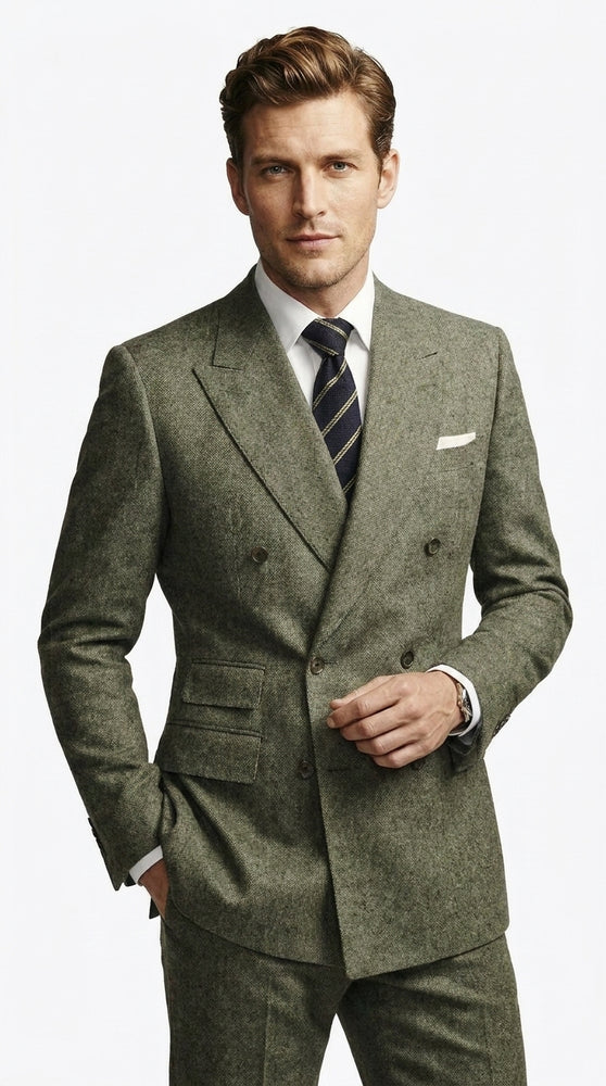 Men’s Grey Kingsman Inspired Double Breasted Suit, Colin Firth Style Peak Lapel Formal Suit