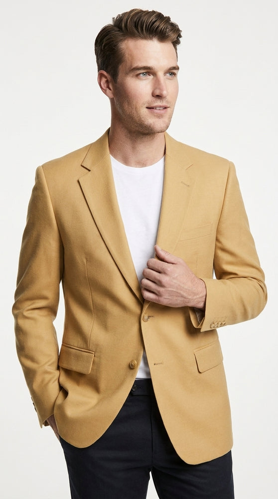 Men’s Gold Blazer – Classic Two-Button Dinner Jacket for Weddings, Parties and Formal Events