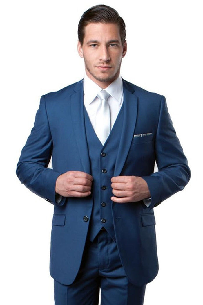 Men's Indigo Blue Slim Fit Wedding Suit by Tazzio Suits