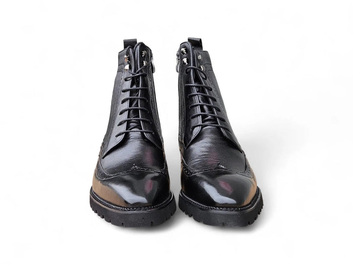 Carrucci Hudson Black Wingtip Lug Sole Boot
