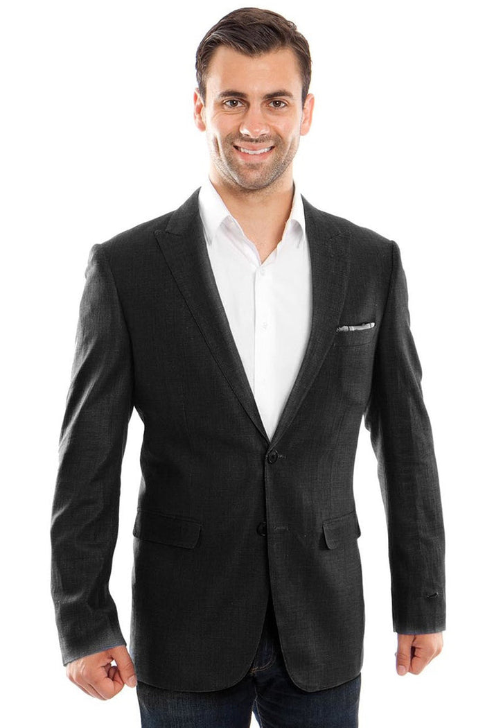 Men’s Black Linen Summer Blazer by Tazzio Suits