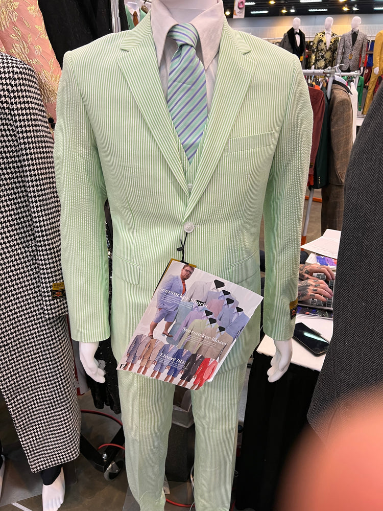 SKU#JA61390 Seersucker Suit - Summer Suit - Cotton Suit - Red