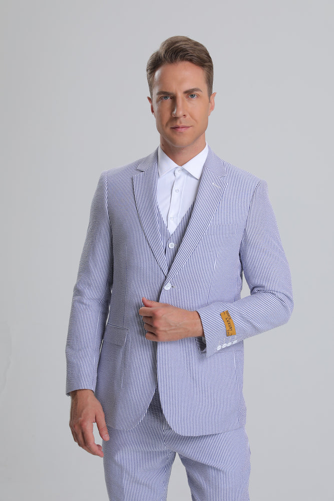 SKU#JA61390 Seersucker Suit - Summer Suit - Cotton Suit - Red