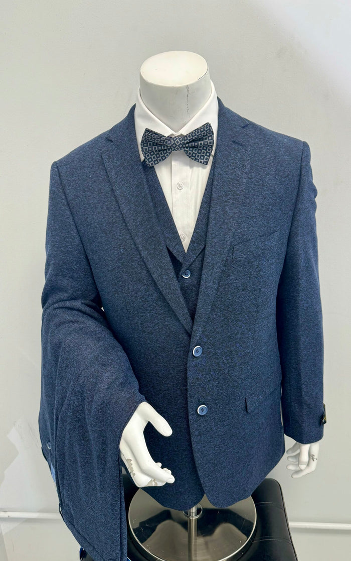 Sean Alexander 3Pc Suit Navy Tweed