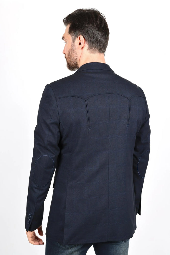 Mens Navy Platini Western Blazer – Stylish Frontier Sport Coat