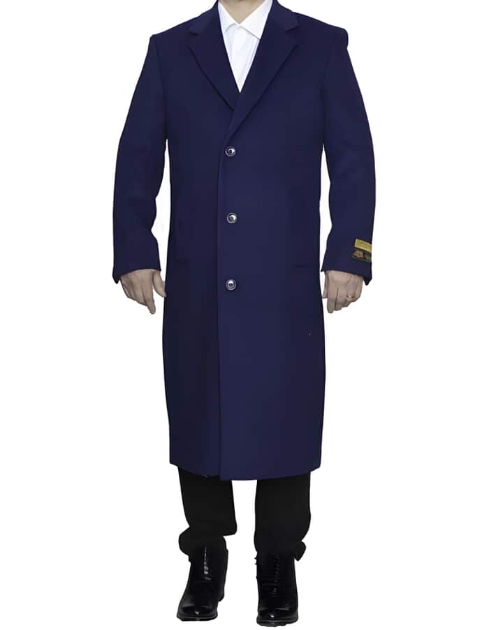 Indigo Blue Wool Coat - Long Winter Dress Coat - Ankle Length Overcoat
