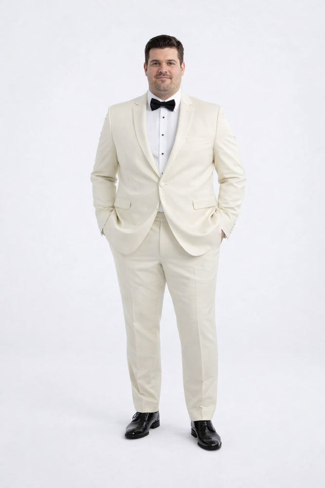 Elegant Ivory Slim Fit Tuxedo with Peak Lapel – Groom & Prom Suit
