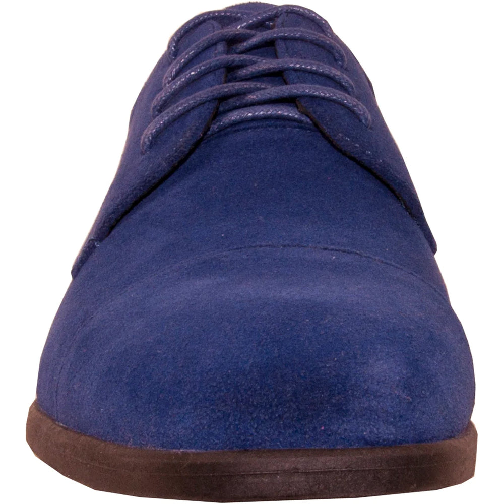 Bravo Mens Formal Suede Style Wedding & Prom Cap Toe Dress Shoe in Royal Blue