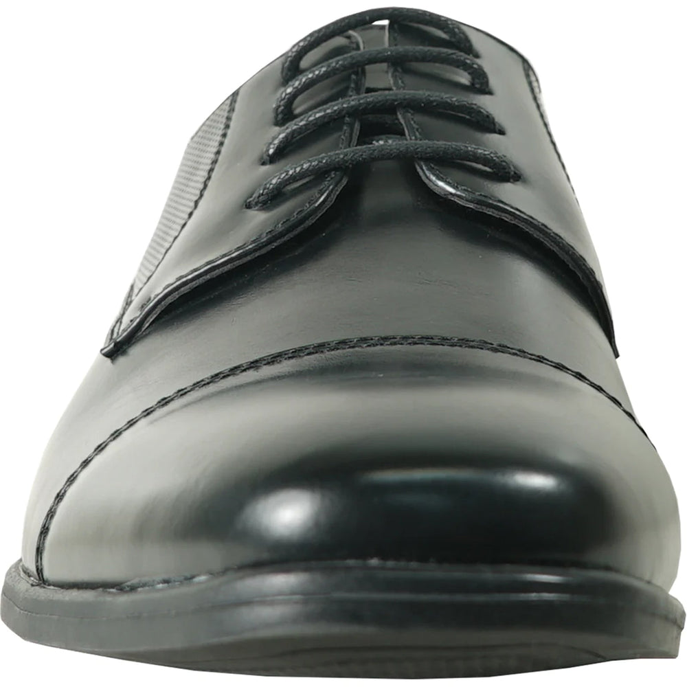 Bravo Mens Antique Cap Toe Lace Up Oxford Dress Shoe in Black