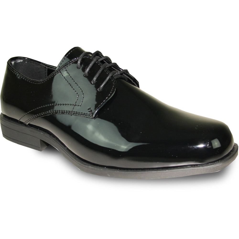 Bravo Mens Classic Formal Shiny Patent Tuxedo Shoe in Black