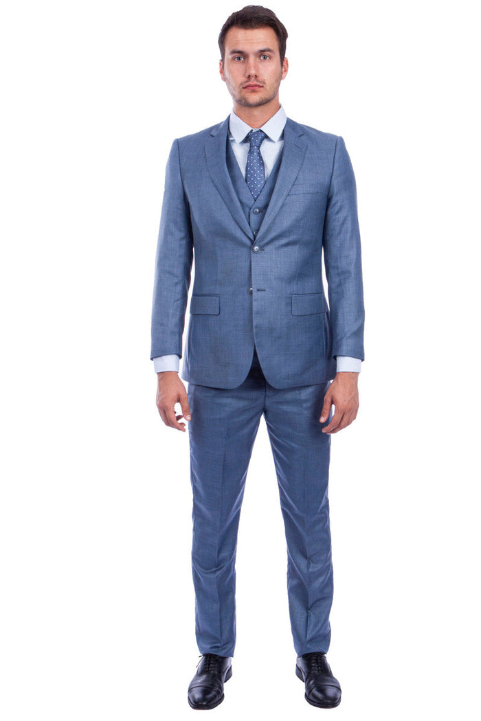 Men's Ocean Blue Sharkskin Suit by Tazzio Suits