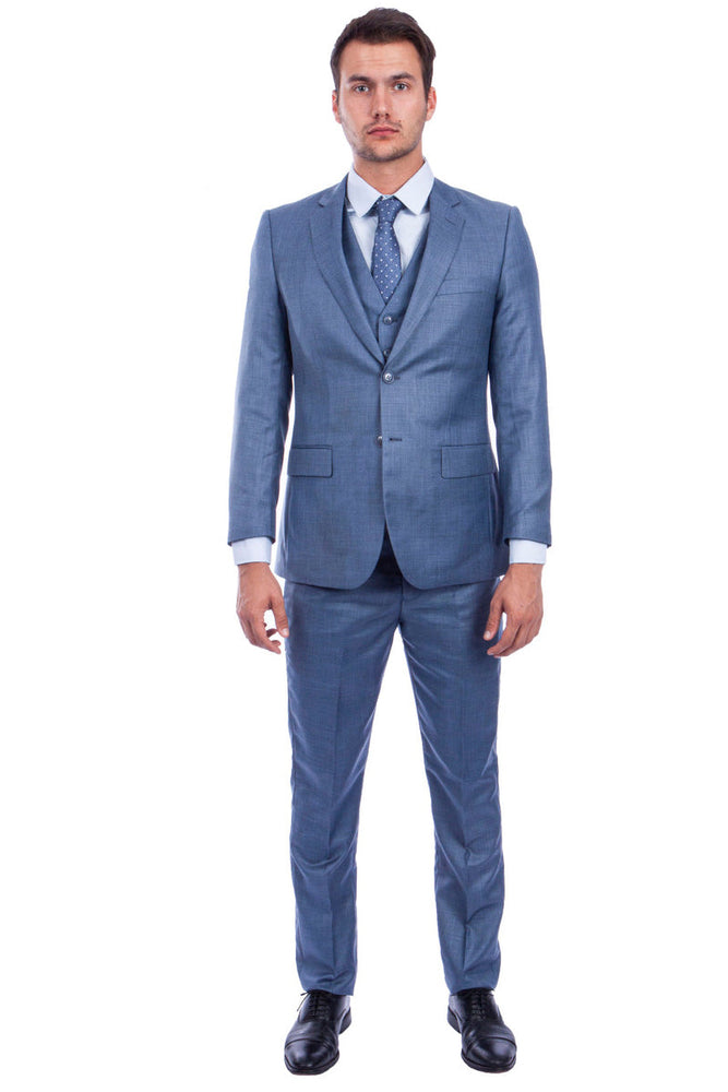 Men's Ocean Blue Sharkskin Suit by Tazzio Suits