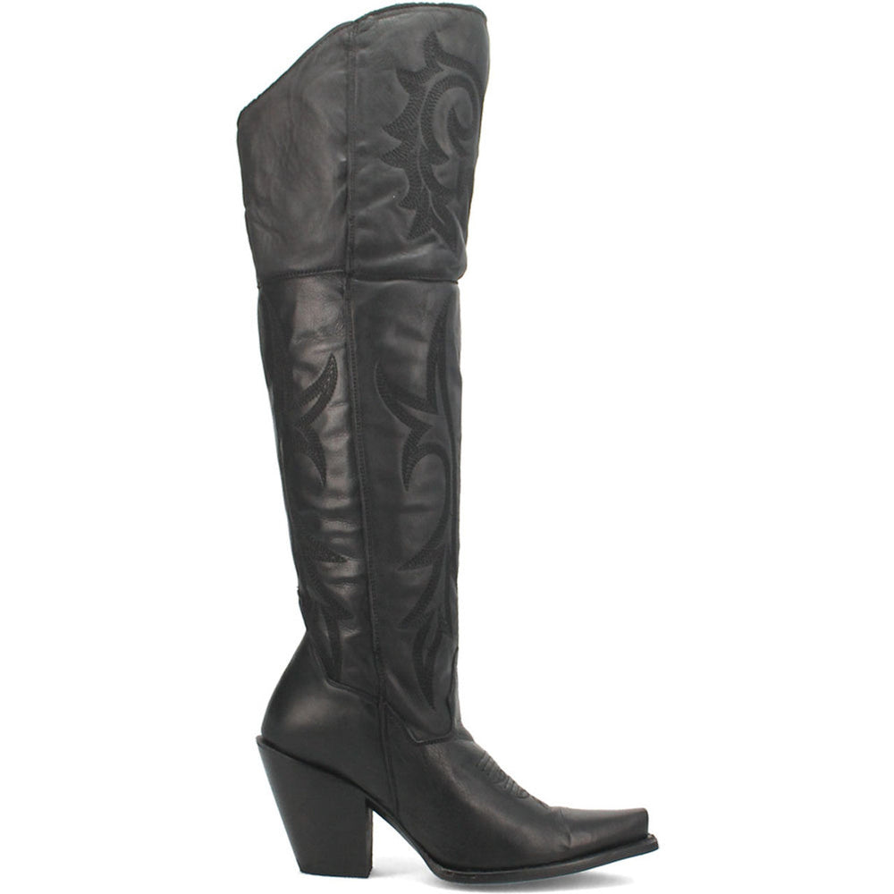 Dan Post Womens Jilted Black 20 Snip Toe Over-the-Knee Zipper Boot