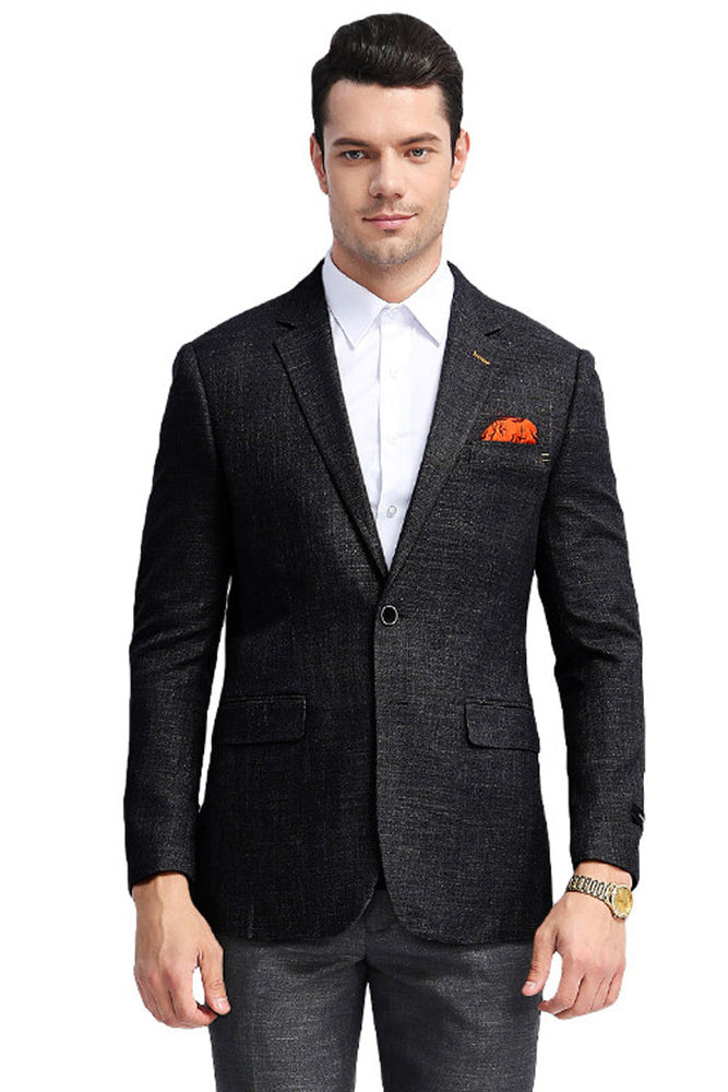 Men's Slim Fit Summer Sport Coat in Black