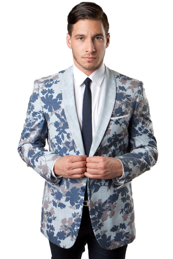 Men's One Button Floral Camo Tuxedo by Tazzio Suits