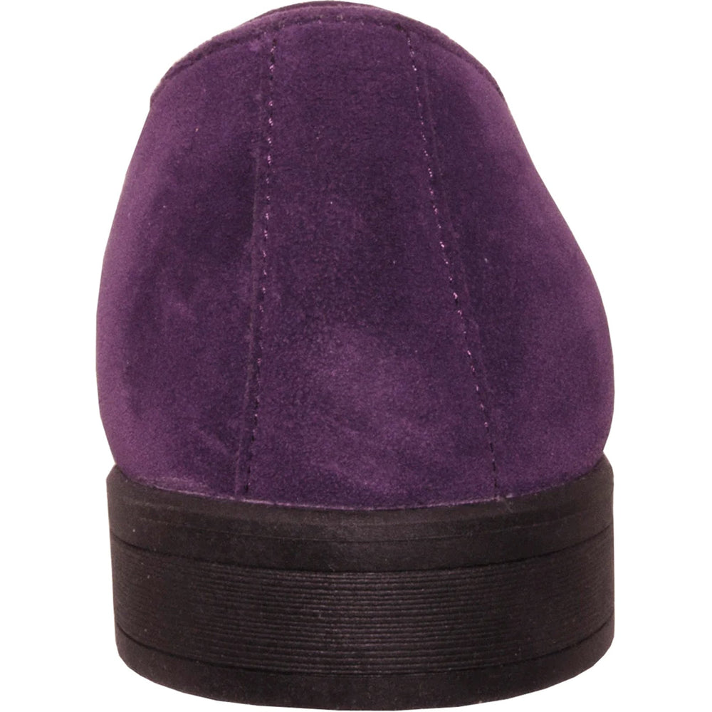 Bravo Mens Vegan Suede Wedding & Prom Slip On Loafer Dress Shoe in Purple