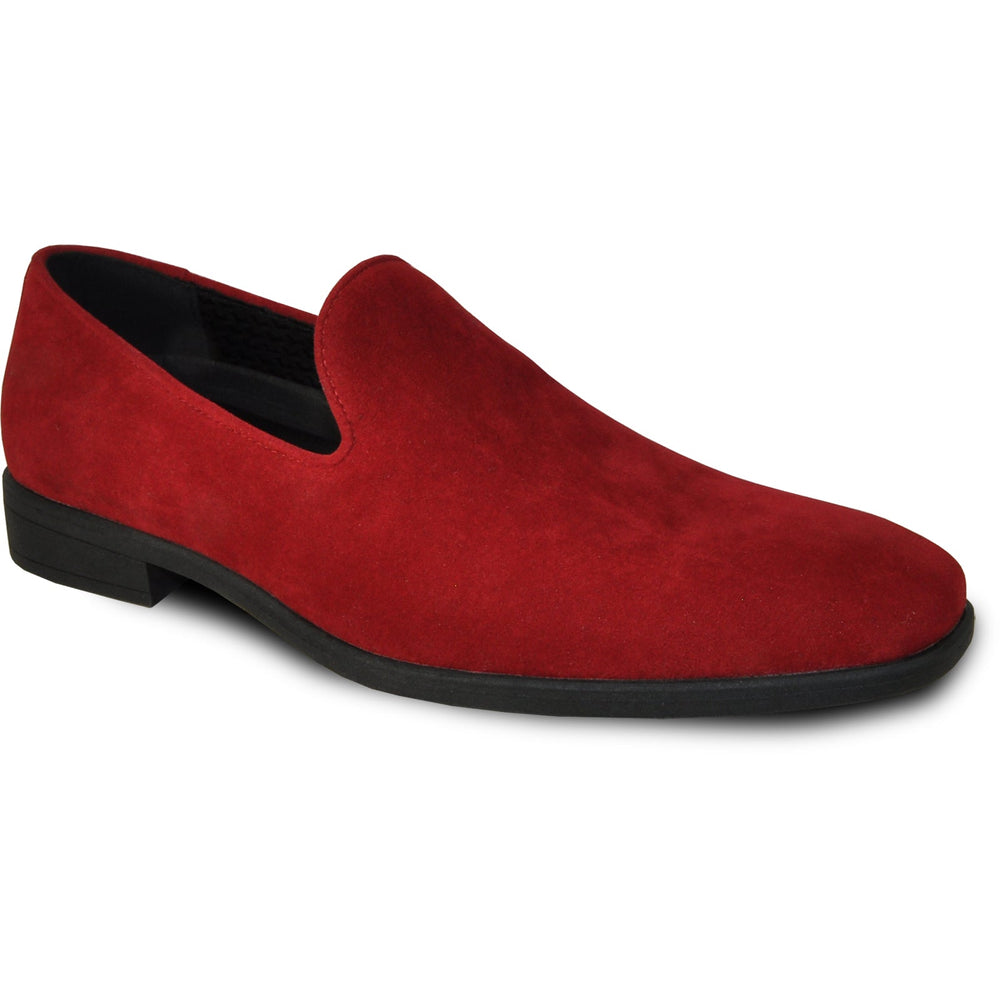 Bravo Mens Vegan Suede Wedding & Prom Slip On Loafer Dress Shoe in Red
