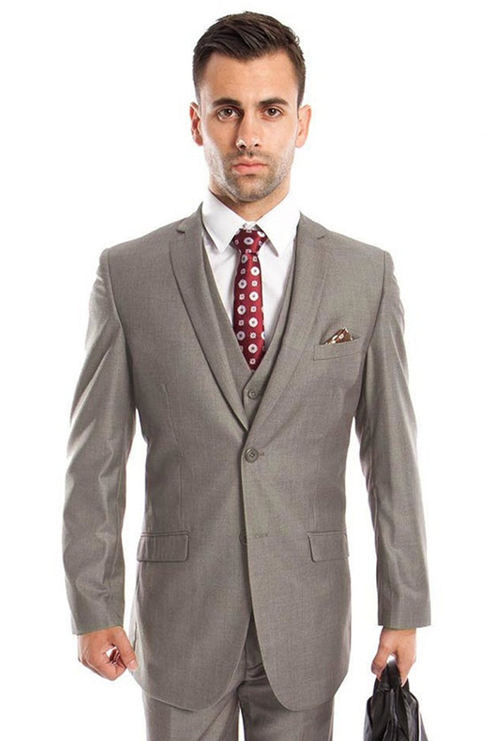 Men’s Slim Fit Grey Vested Suit from Tazzio Suits