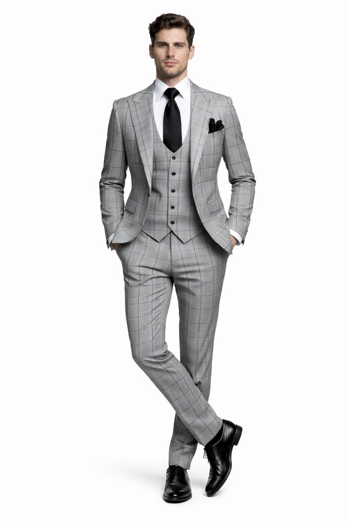 Granite Kensington Check 3-Piece Tailored Suit