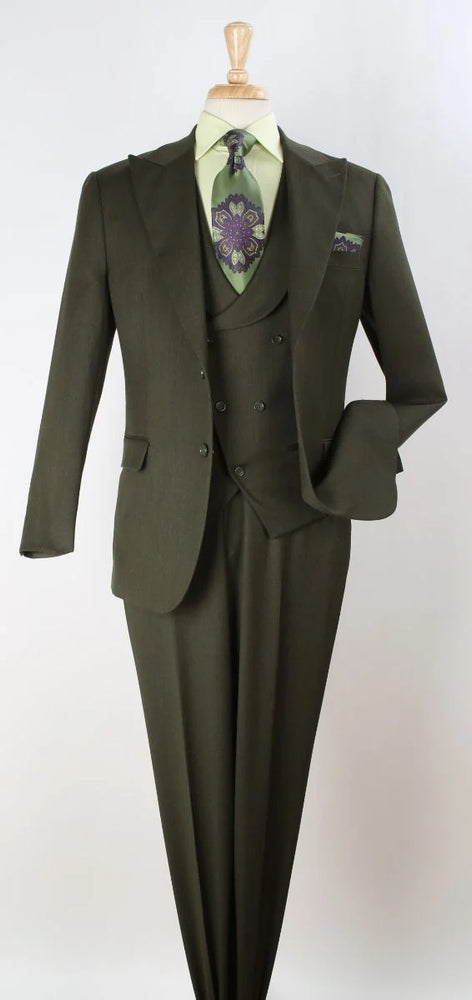 Apollo King Men's Outlet 3pc 100% Wool Fashion Suit Flat Front Pants