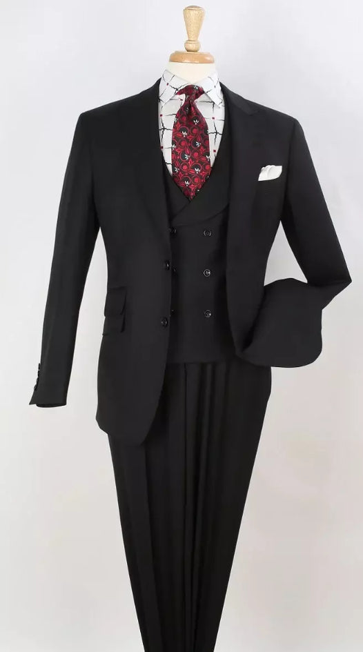 Apollo King Men's Outlet 3pc 100% Wool Fashion Suit Flat Front Pants