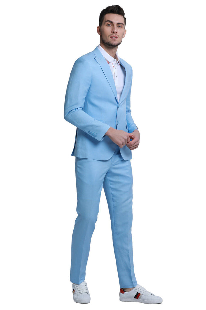 Men's Slim Fit Double Breasted Wedding Suit with Gold Buttons in Black