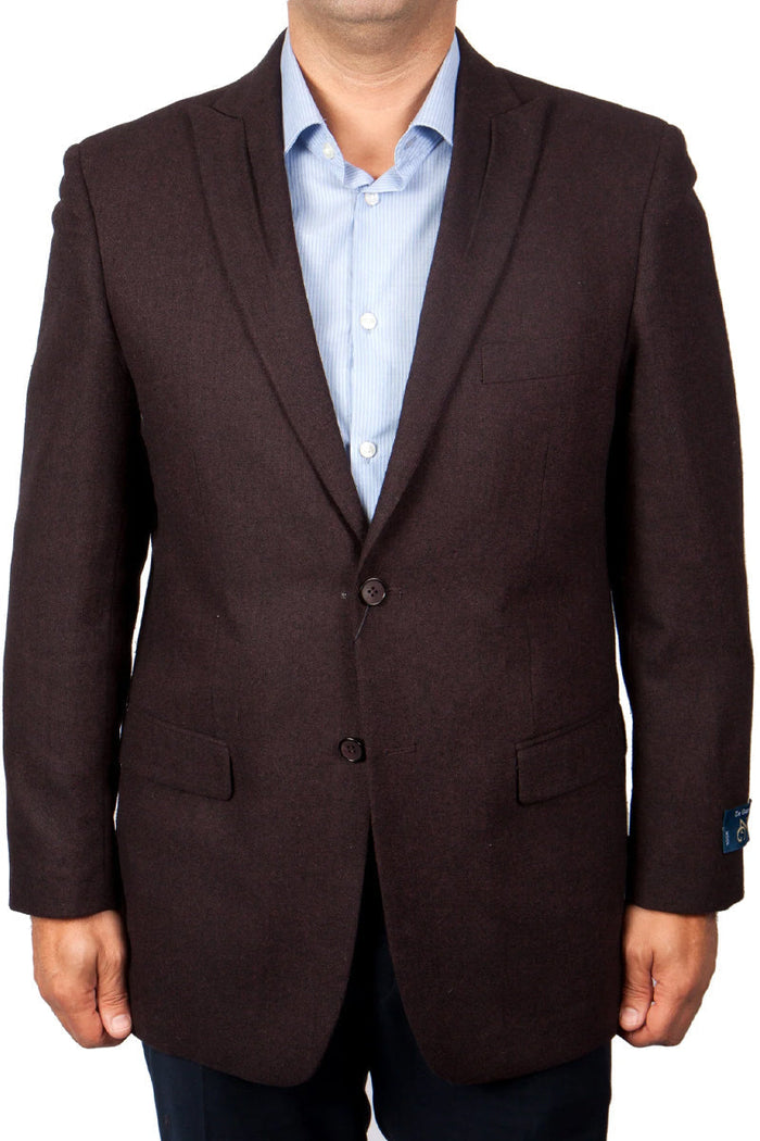 Men's Burgundy Wool Blazer in a Sharp Peak Lapel