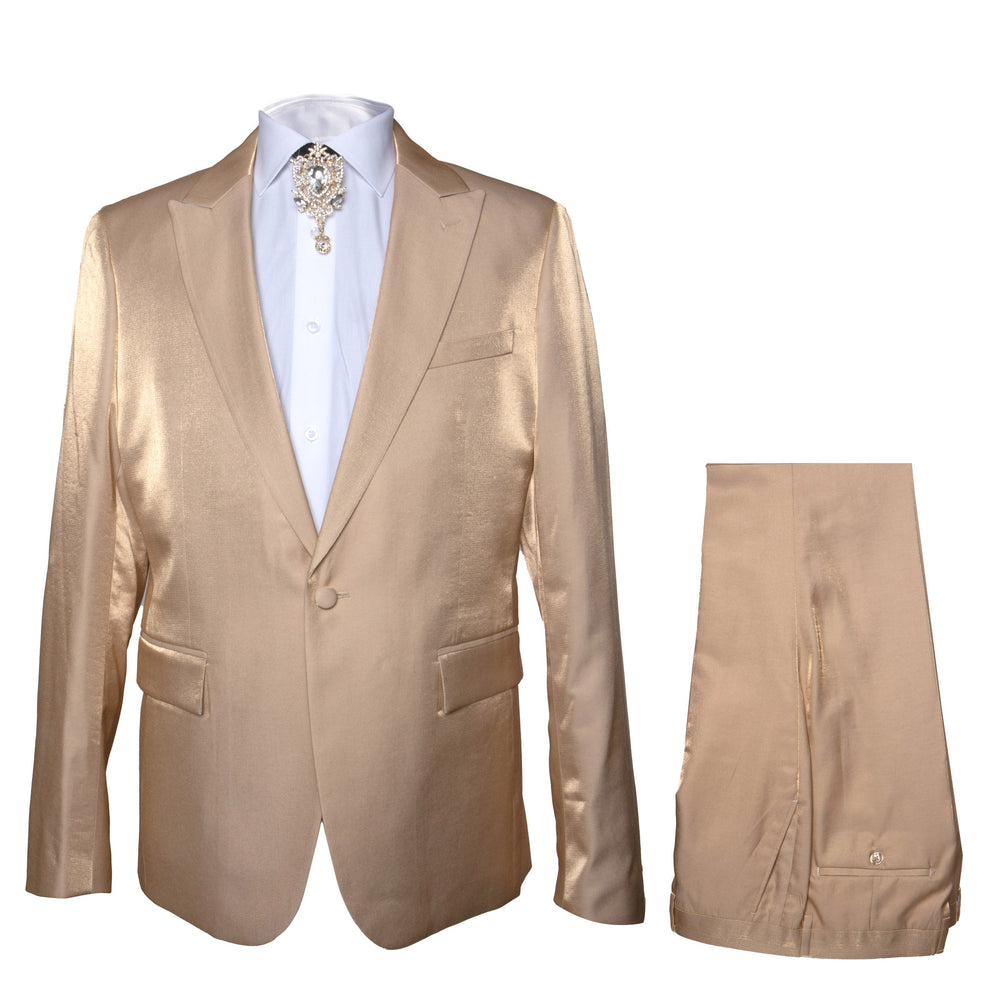 Rossi Man LEO RM1605 – Men's Gold Slim Fit 3-Piece Suit | Elegant Modern Formalwear