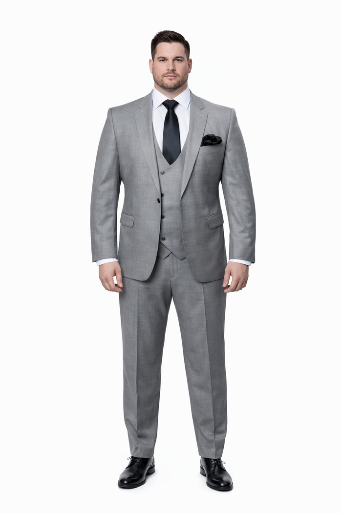 Silverstone Light Grey 3-Piece Modern Executive Suit by Rossiman