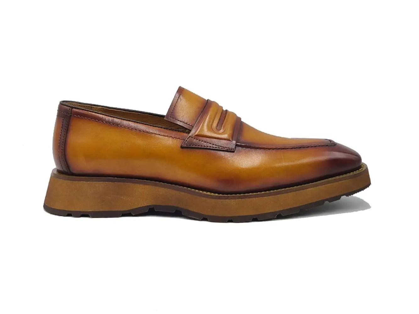 Carrucci Leather Penny Loafer in Chunky Sole