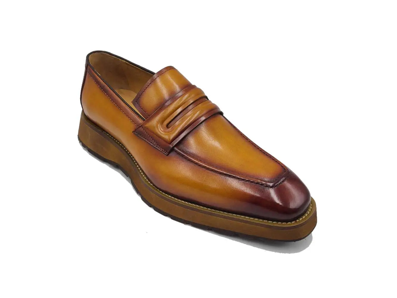 Carrucci Leather Penny Loafer in Chunky Sole