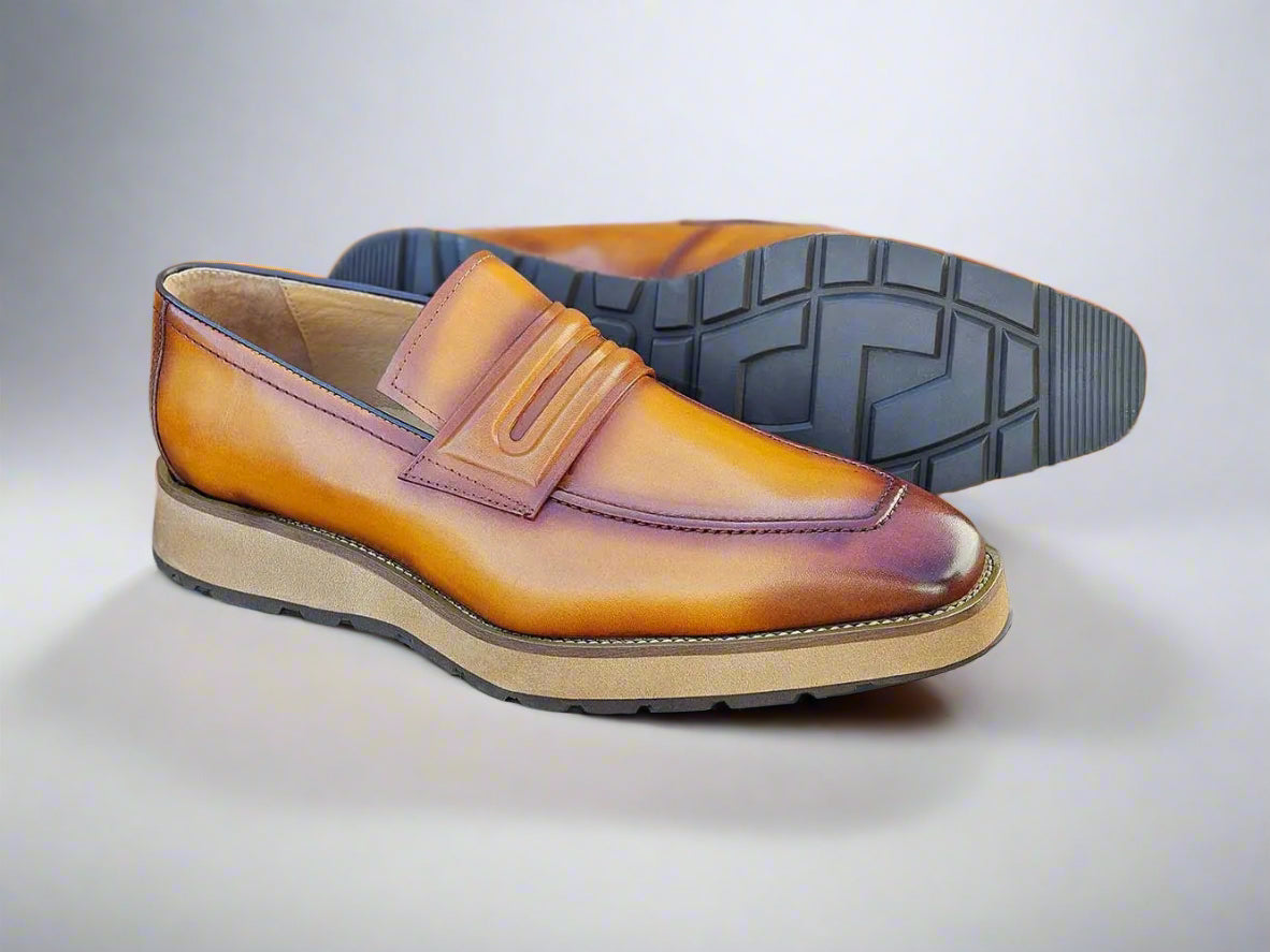 Carrucci Leather Penny Loafer in Chunky Sole
