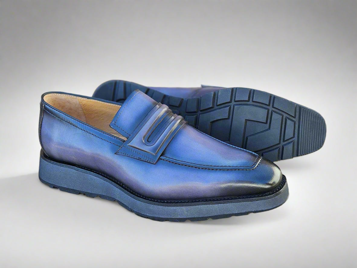 Carrucci Leather Penny Loafer in Chunky Sole
