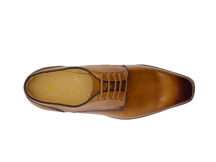 Carrucci Leather Sole Plain Toe Burnished Blucher