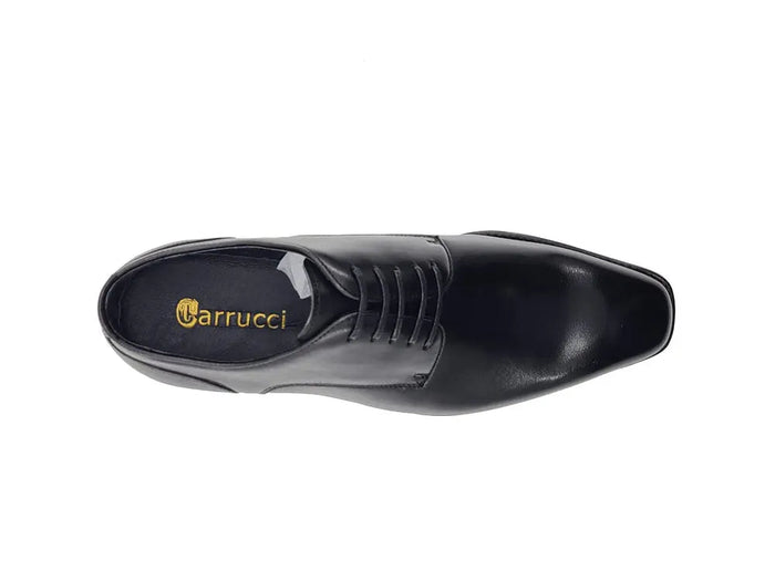 Carrucci Leather Sole Plain Toe Burnished Blucher