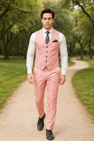 Groomsmen Summer Beach Prom 2026 Pink Vest and Pants Set