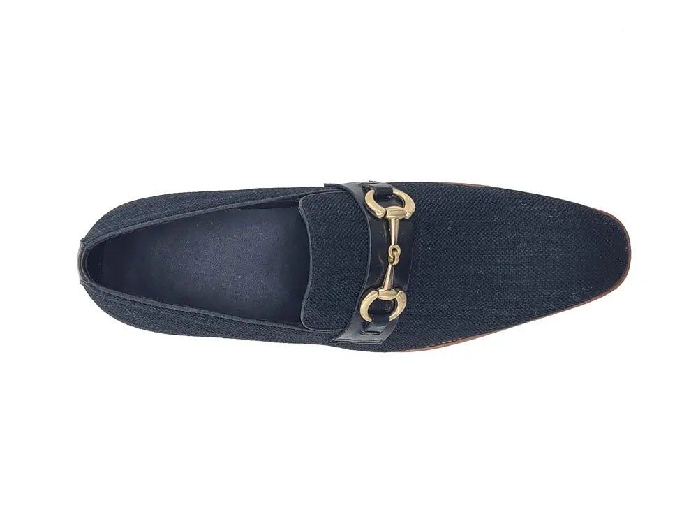 Carrucci Linen Loafer With Gold Tone Buckle