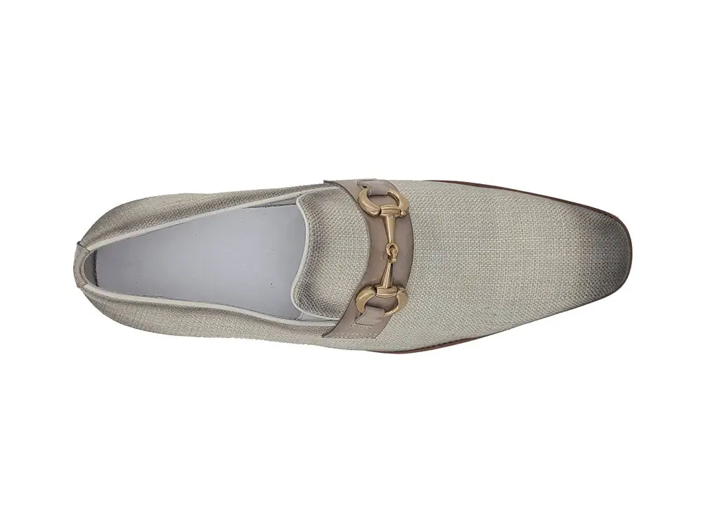 Carrucci Linen Loafer With Gold Tone Buckle