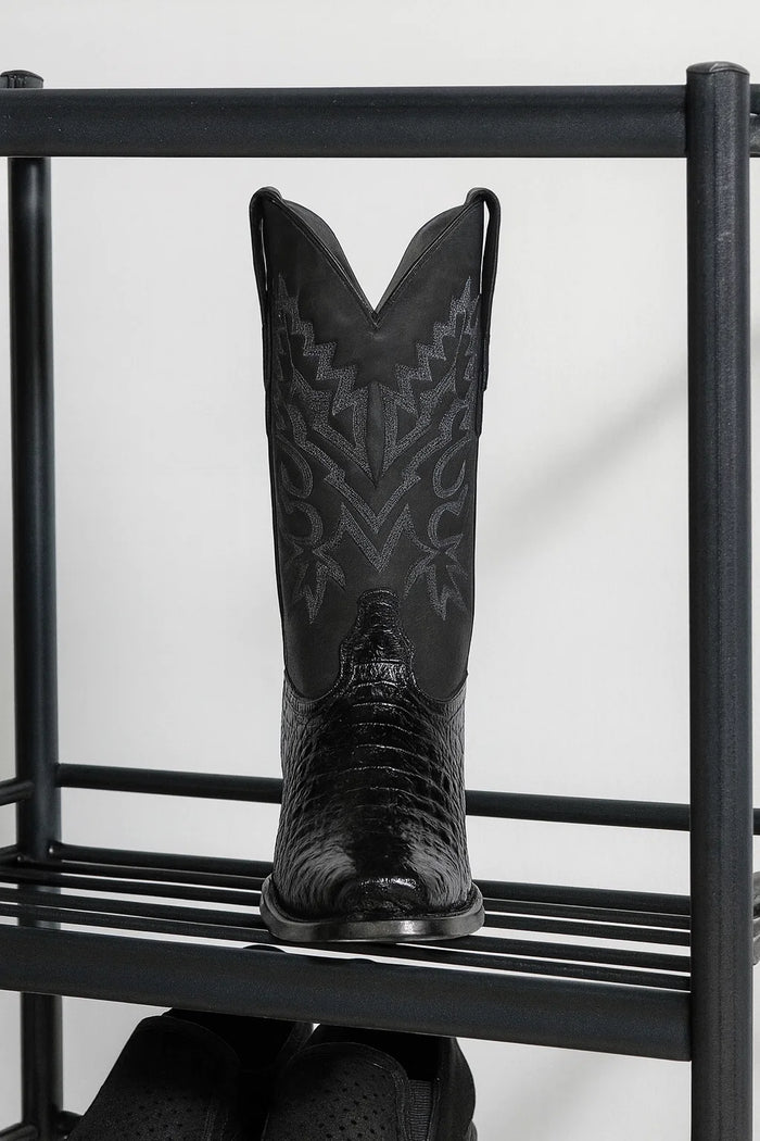 Los Altos Belly 7 Toe Black Caiman Boots