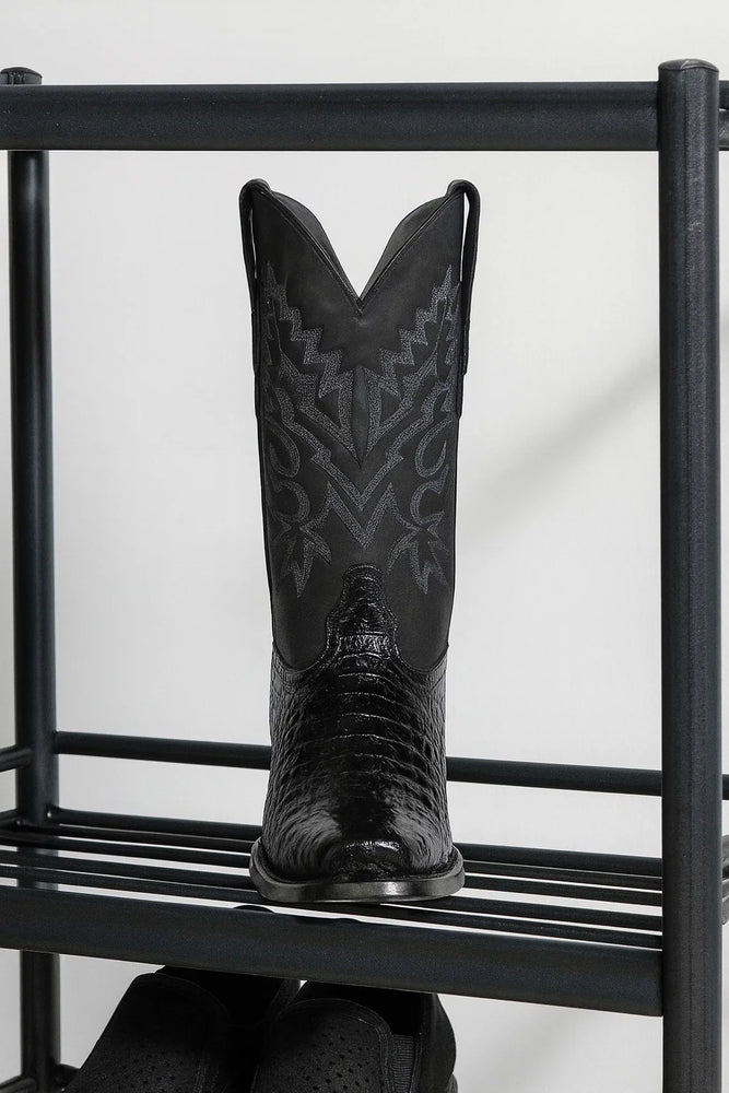 Los Altos Belly 7 Toe Black Caiman Boots