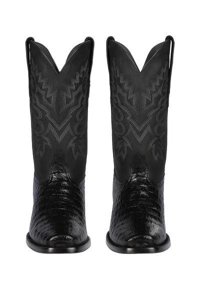 Los Altos Belly 7 Toe Black Caiman Boots