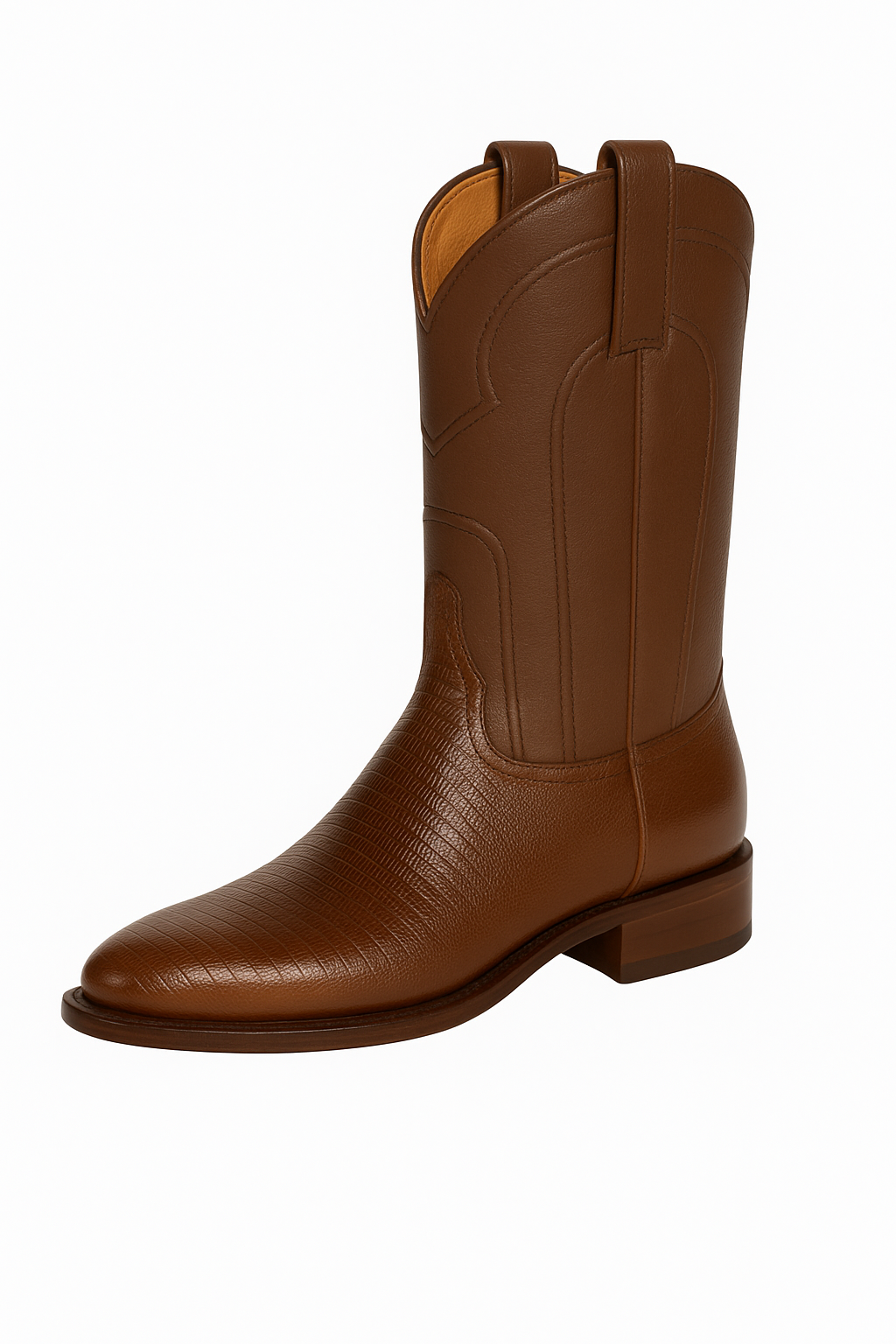 Los Altos Boots Men's Lizard Teju Roper Western Boots Antique Saddle
